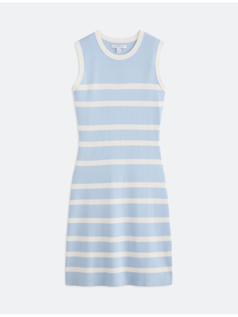 41 Hawthorn Sleeveless Ribbed Stripe Dress - Light Blue & White🚙